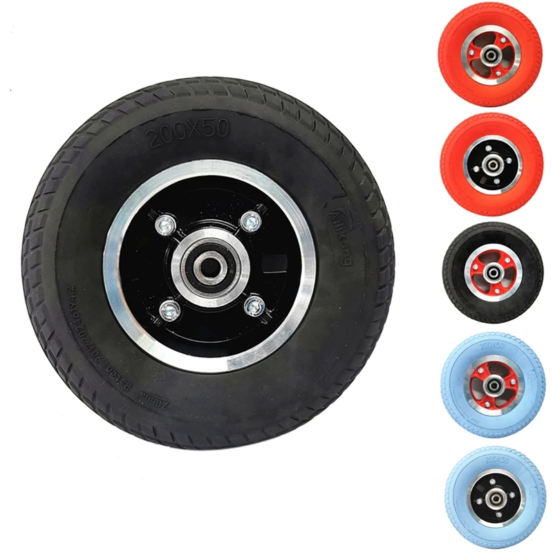 200X50 Electric Scooter Solid Front Wheel 8 Inch Scooter Wheel Hub With Solid Tire No Need Inflate Tire