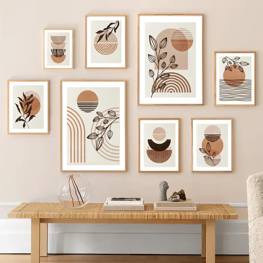 

Lines Plants Leaf Sun Boho Abstract Nordic Wall Art Canvas Painting Gallery Posters And Prints For Living Room Interior Decor
