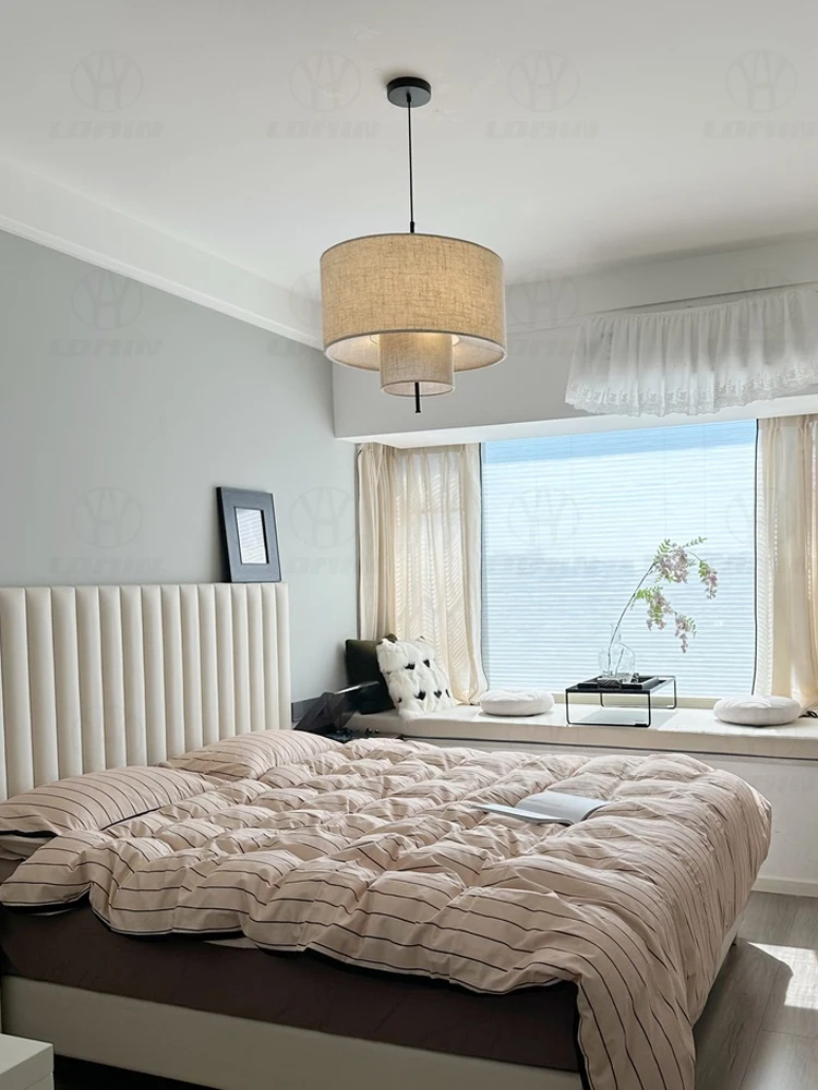 Modern Fabric Ceiling Chandelier Nordic Pendant Light for Bedroom Restaurant Kitchen - Fabric Pendant Lamp for Living Room Decor