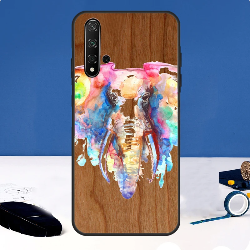 Etui z bambusowym wzorem czaszki dla Huawei Nova Y90 Y91 Y60 Y61 Y70 10 9 SE 11 Pro 5T 11i 8i 3i P20 P40 P30 Lite etui