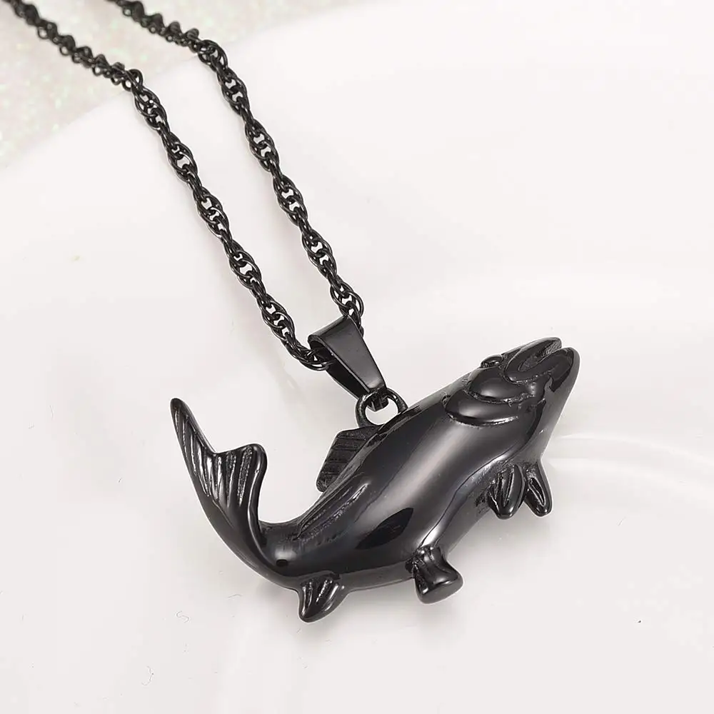 

Wholesale Cremation Jewelry Silver Fish Urn Necklace For Men Women Stainless Steel Ashes Pendant Memorial Human Pet Ash Holder