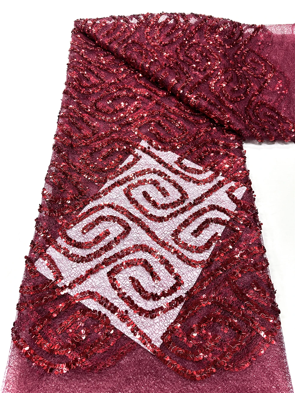 

African Sequins Lace Fabric 2026 High Quality French Nigerian Groom Lace Mesh Fabrics Beads For Sewing Dress Wedding Party 5Yard