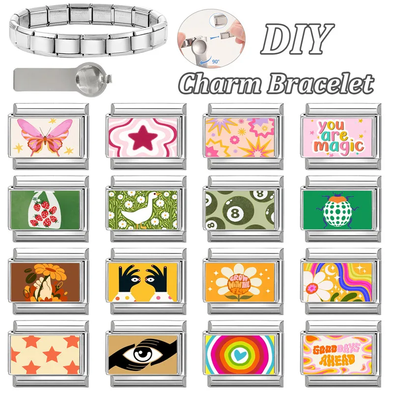 جديد جميل الحيوانات الأليفة القطط والكلاب وصلات سحرية إيطالية تناسب 9 مللي متر سوار الفولاذ المقاوم للصدأ النساء الرجال DIY بها بنفسك صنع المجوهرات #4