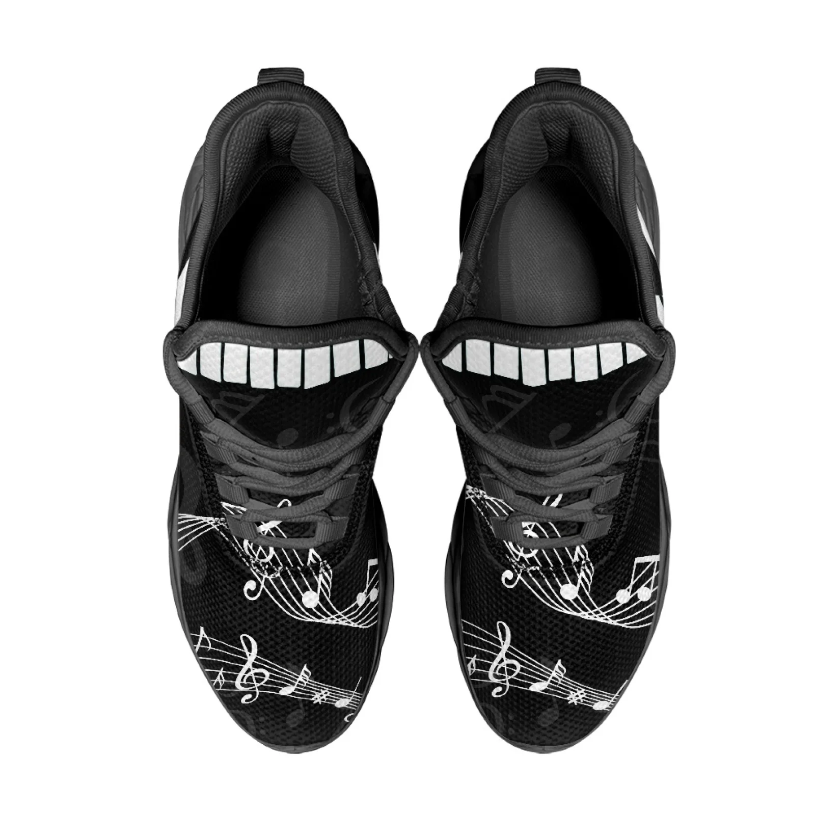 PENSTROLL Black Music Notes Men's Running Shoes Mesh & EVA Mesh Running Shoes Casual Men's Sport Trainer for Walking