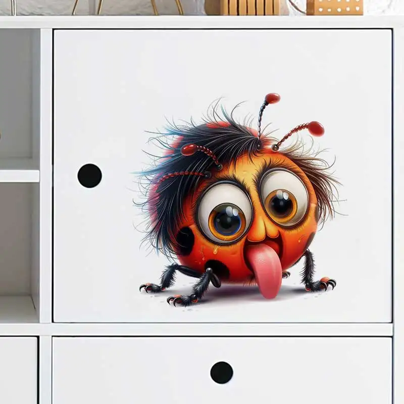 Funny Ladybug Translucent Wall Stickers Decorative Transparencies for Bathroom Toilet Living Room Cabinet Refrigerator AA28