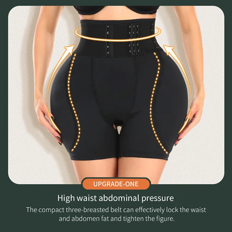 Women Hip Padded Shorts High Waist with Hook Tummy Control Panties Sexy Fake Ass Butt Lifter Booty Enhancer Big Buttocks Pants