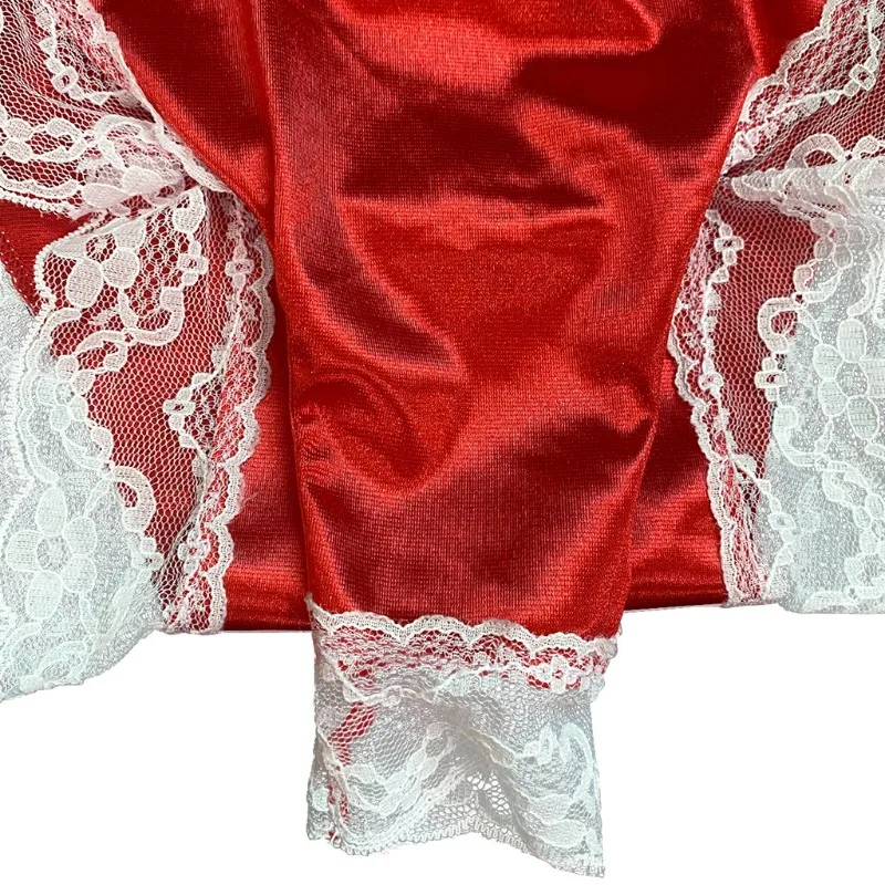 ملابس داخلية مثيرة مفتوحة الفيل للرجال ملابس داخلية سيسي ملابس داخلية متقاطعة ملابس داخلية جرلي خادمة دانتيل ساتان ملابس داخلية كلسون أنثوي #6