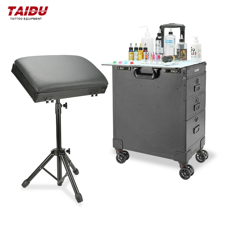

TAIDU Suitcase Tattoo With Three Drawers Tattoo Machine Suitcase Large Storage Space Tattoo Travel Case PU ABS Tattoo Equipment