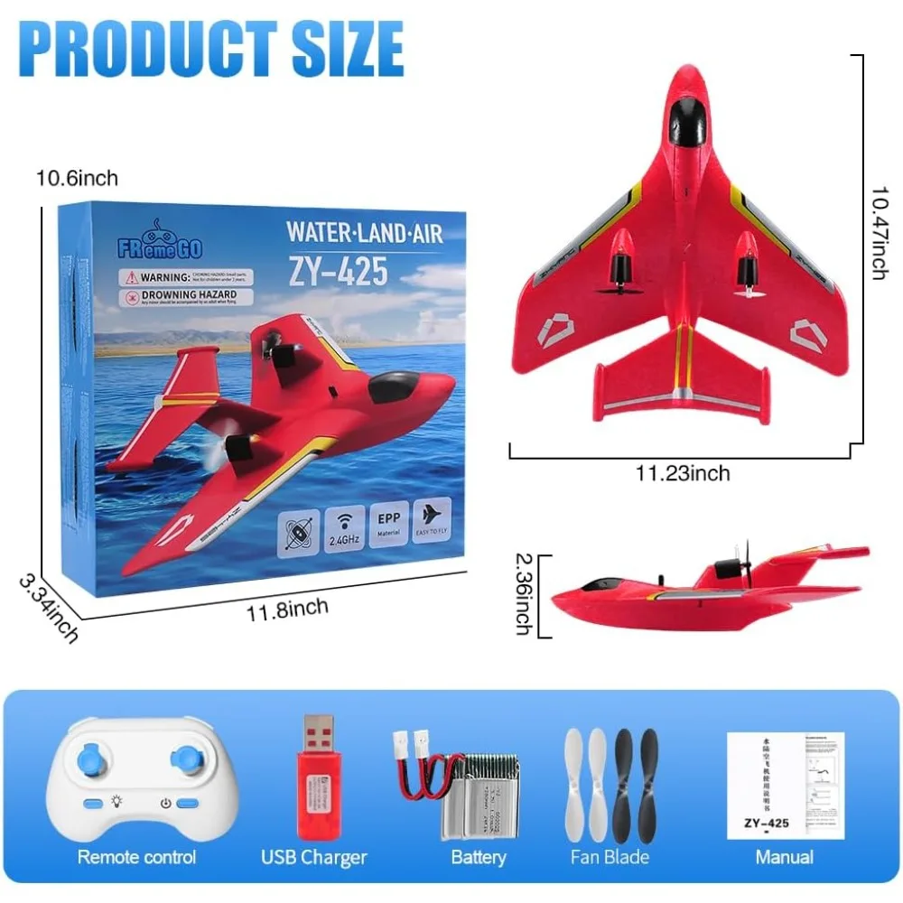 Avión RC giroscópico de 6 ejes de 2,4 GHz: juguete de combate listo para volar con tapa de agua y aire