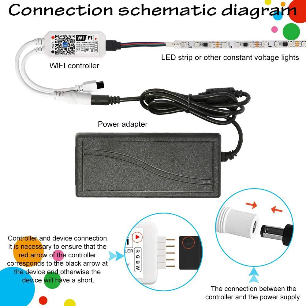 DC 12V 24V Wifi RGBW RGB Controller Magic Home APP Work with Amazon Alexa Google Home RGB LED Strip Light Voice Control Dimmer