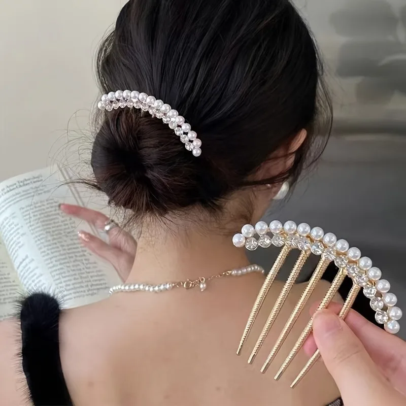 1PC Elegant Bling Bling Rhinestone Decorative Hair Insert Comb Trendy Hair Side Comb for Women and Daily Use Wear