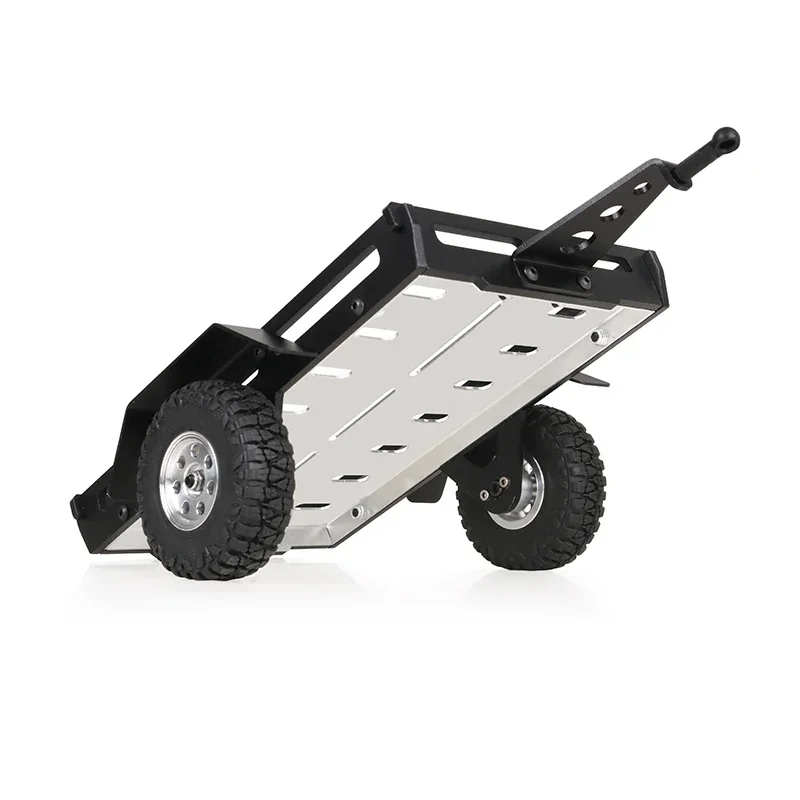 TRX4M Universal Black Simulation Aluminum Alloy Small Trailer for 1/18 RC Crawler TRX4-M Chevrolet K10 Defender Bronco Part Toys