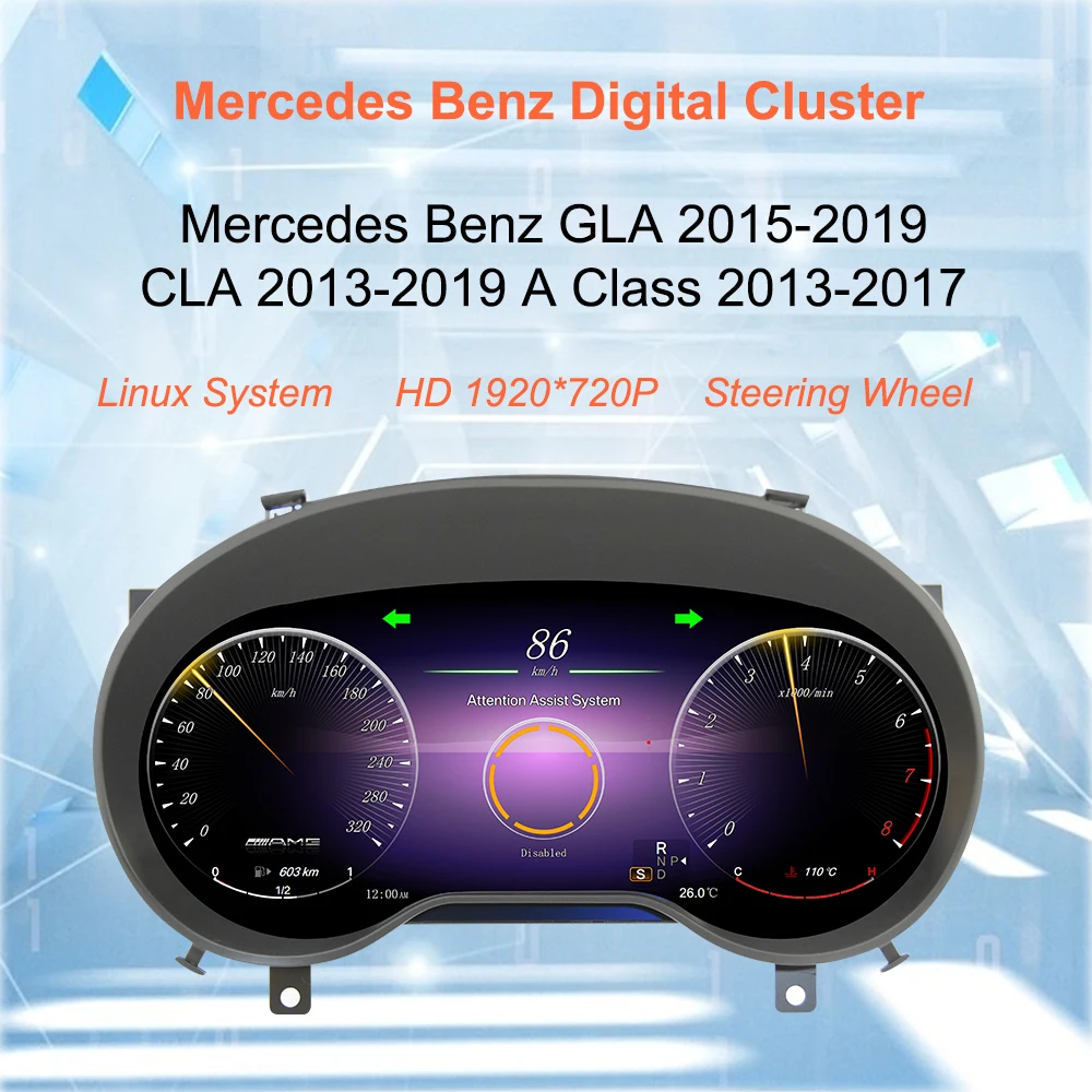 Bonroad 12.3'' Digital Cluster For Mercedes Benz A Class GLA CLA X156 C117 W176 2013-2018 Auto Instrument Speedmeter Dashboard – Detail 1