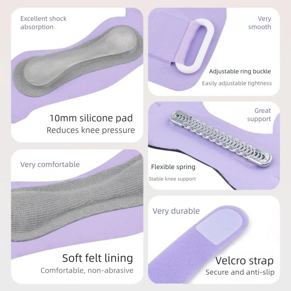 حزام رضف من البوليستر، حزام قابل للتعديل، أشرطة مزدوجة، دعامات الركبة الرياضية، دعم ضغط قابل للتنفس
