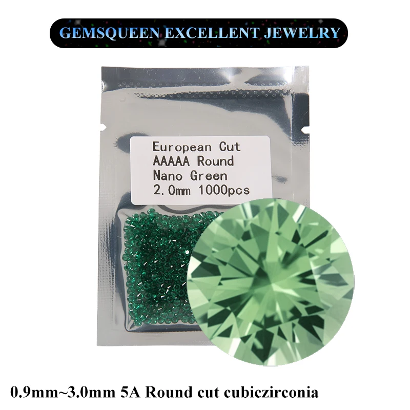 

500pcs 1mm 2mm 3mm Round Brilliant Cut 5A Green Black Nano Red Corundum Ruby Blue Spinel Synthetic Loose Stones Gem For DIY
