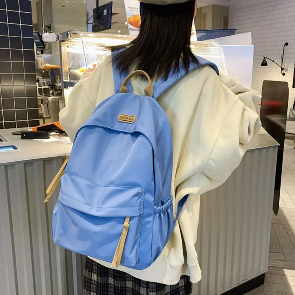 Japan and South Korea New Solid Color Backpack Student School Bag Teenage Girls Simple Large-capacity Backpack Rucksack Bags