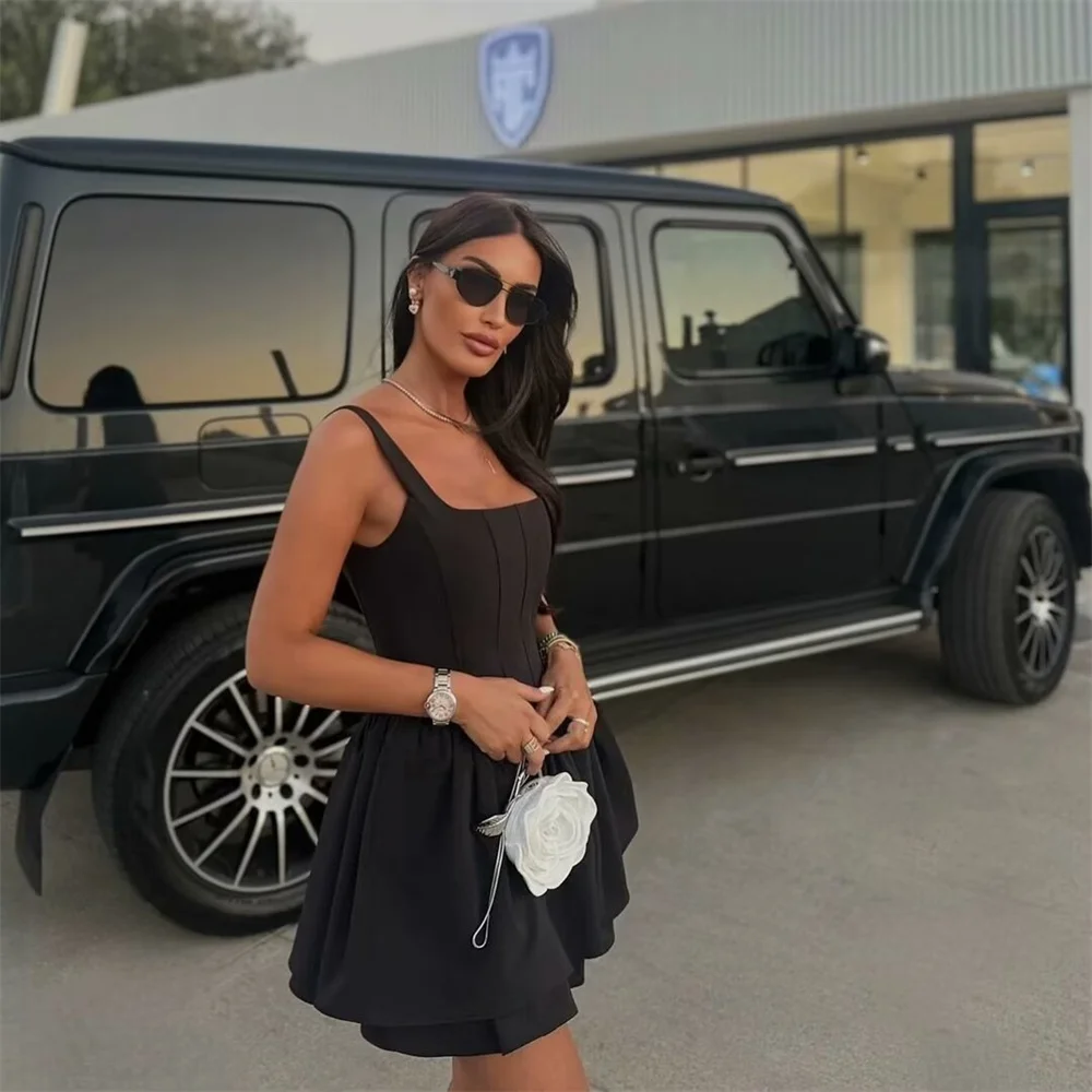 Abito da donna semplice senza maniche con cinturino in vita tinta unita autunno nuovo coupon gonna corta