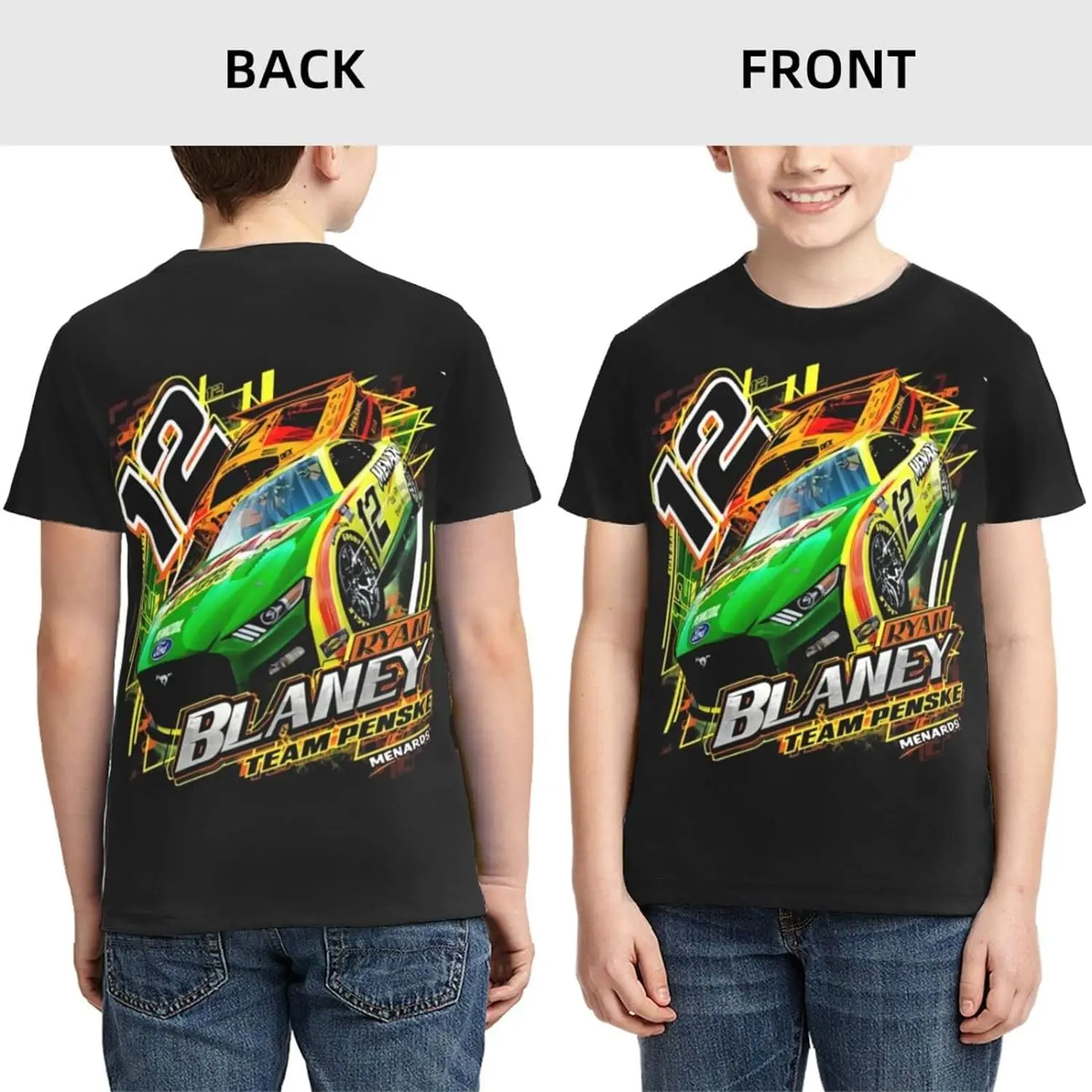 ASFRSH Ryan Blaney 12 Shirt for Teen Girl & Boy Printing Short Sleeve Tee Athletic Classic Shirt Crewneck T-Shirt