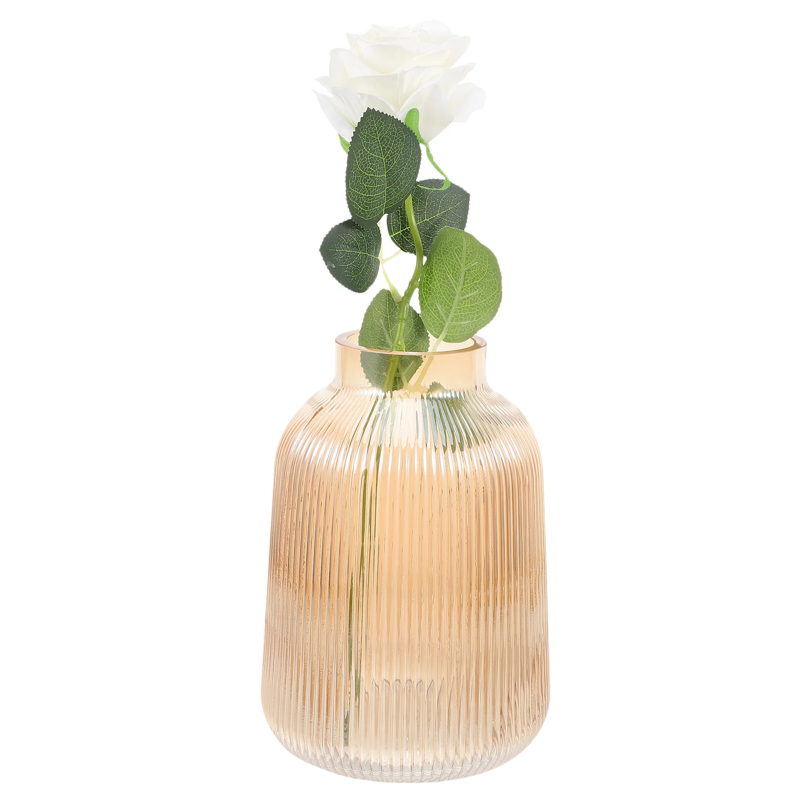 

1Pcs Glass Vase Nordic Style with Vertical Stripe Small Size Electroplate Modern Home Hotel Decor for Flower Arrangement Dry