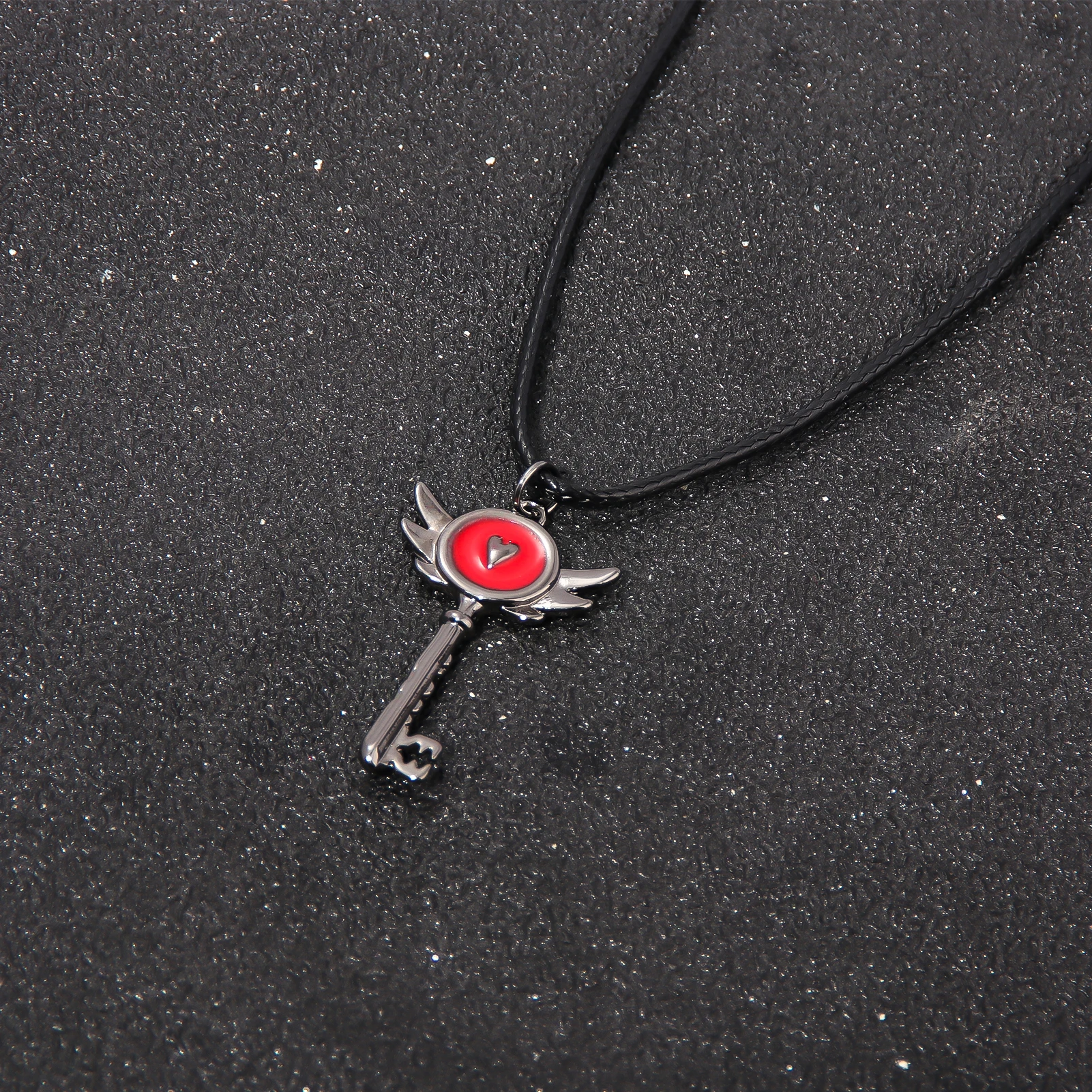 Anime Hazbin Hotel Key Necklace Lucifer Morningstar Group Cosplay Heart Shape Padlock Key Pendant Fan Friend Gift