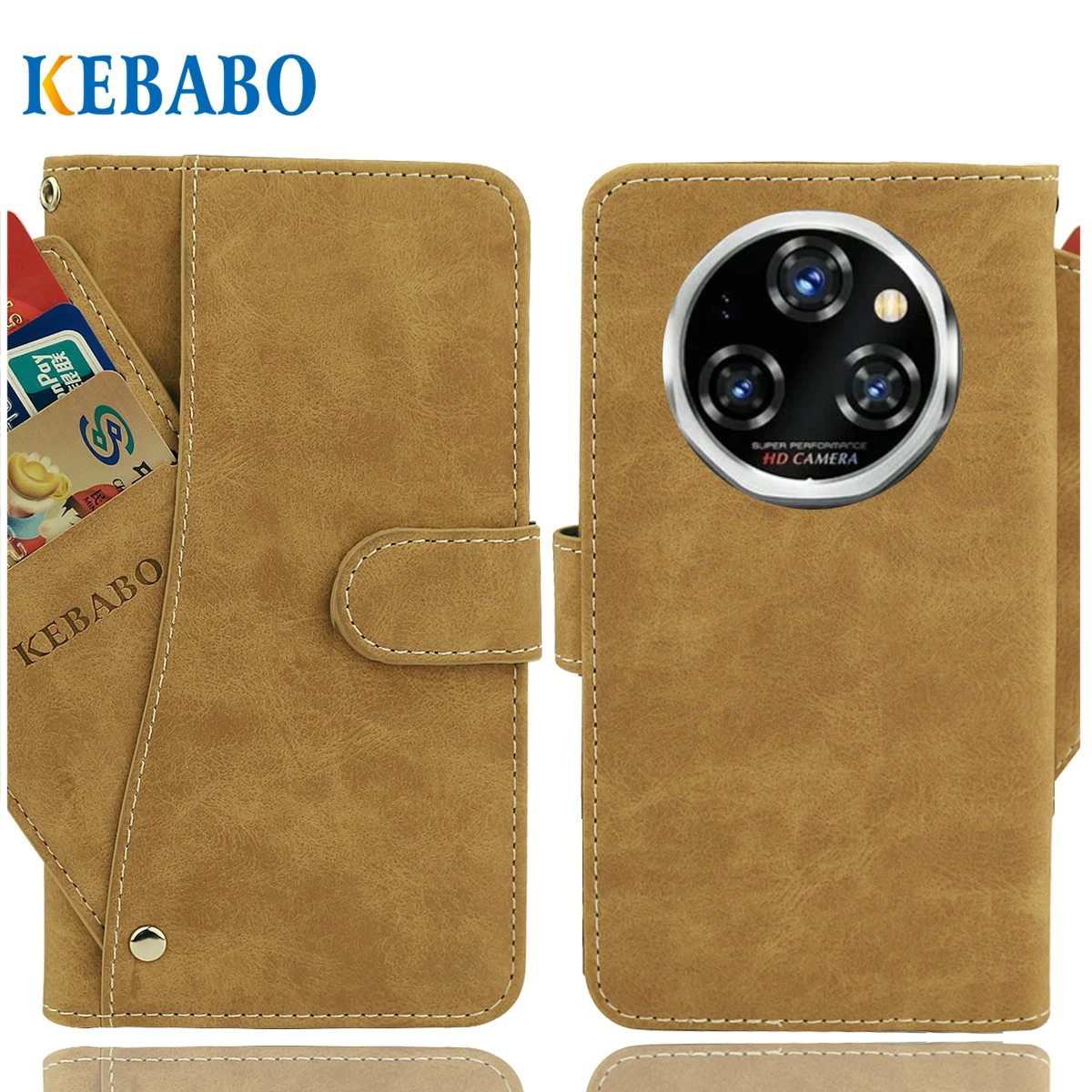 Vintage Leather Wallet Oukitel WP55 Pro Case 6.58" Luxury Card Slots Slip-resistant Cover Phone Protective Cases Bags