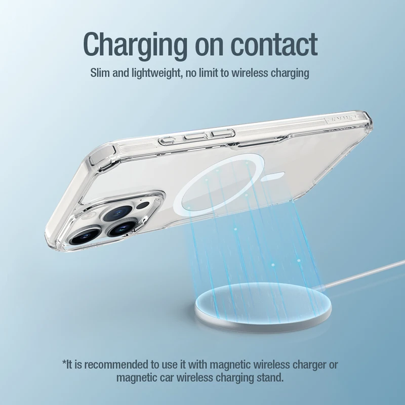 For iPhone 15 Pro Max Case NILLKIN Nature TPU Pro Magnetic Transparent Clear PC + TPU Cover For Magsafe for iPhone 15 Pro