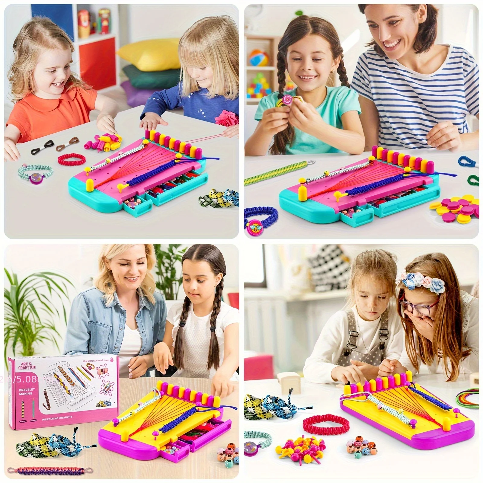 Friendship 2-in-1 DIY Bracelet Making Kit, Two Colors Available, 10 Pre-Cut Threads and 10 Braided Ropes That Can Be Edited in Two Different Ropes, Suitable for Girls Aged 6-14 Years Old, Birthday Gifts