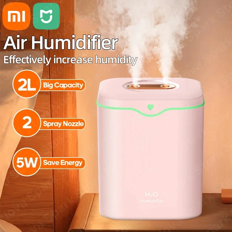 Xiaomi USB Air Humidifier Silent Double Spray 2000ml Large Capacity Household Lamp Air Conditioning Room Humidification Spray