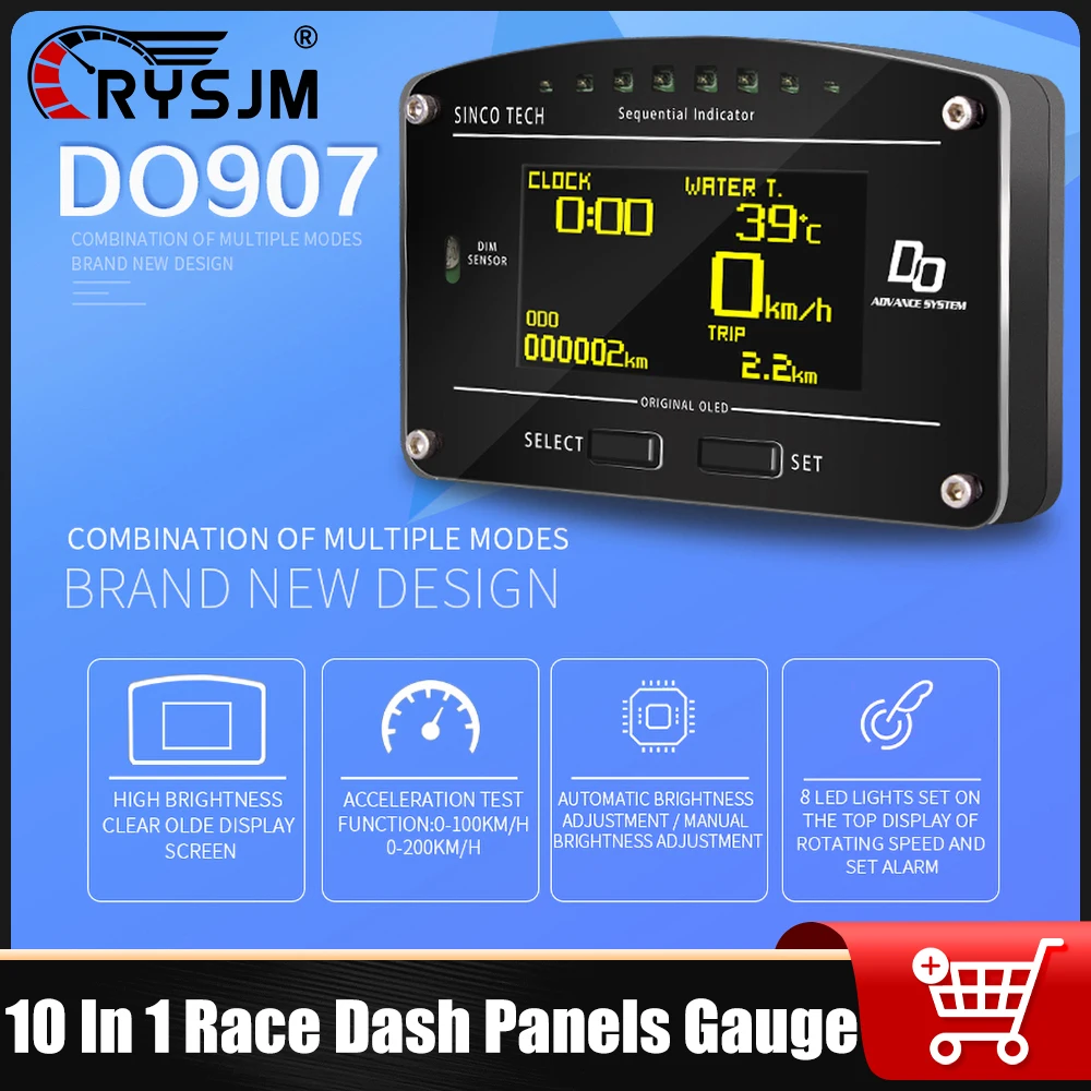 

DO907 OBD Dash Race Display Sensor KIT Multifunction Race Dash Panel Instrument Gauge Engine RPM Speed Tuebo BOOST Oil Pressure
