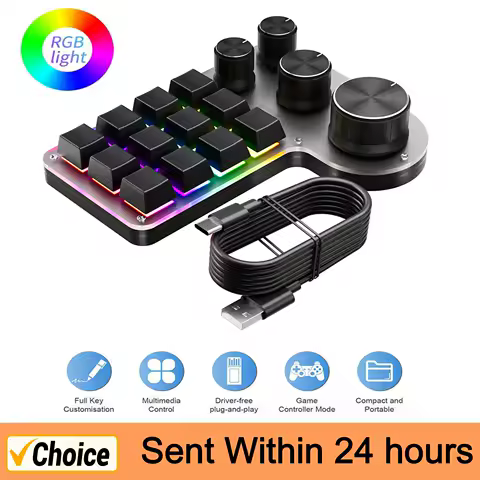 Programming Macro Custom 4 Knob Bluetooth Keyboard RGB 12 Key Copy Paste Mini Button Gaming Keypad Mechanical Hotswap Macropad