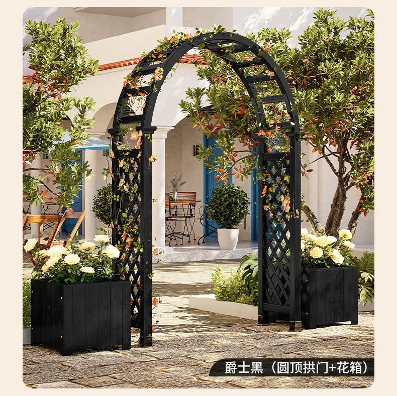 Arco de madeira anti-séptico escalada videira flor suporte ao ar livre uva pátio ao ar livre decoração jardim cerca malha porta madeira