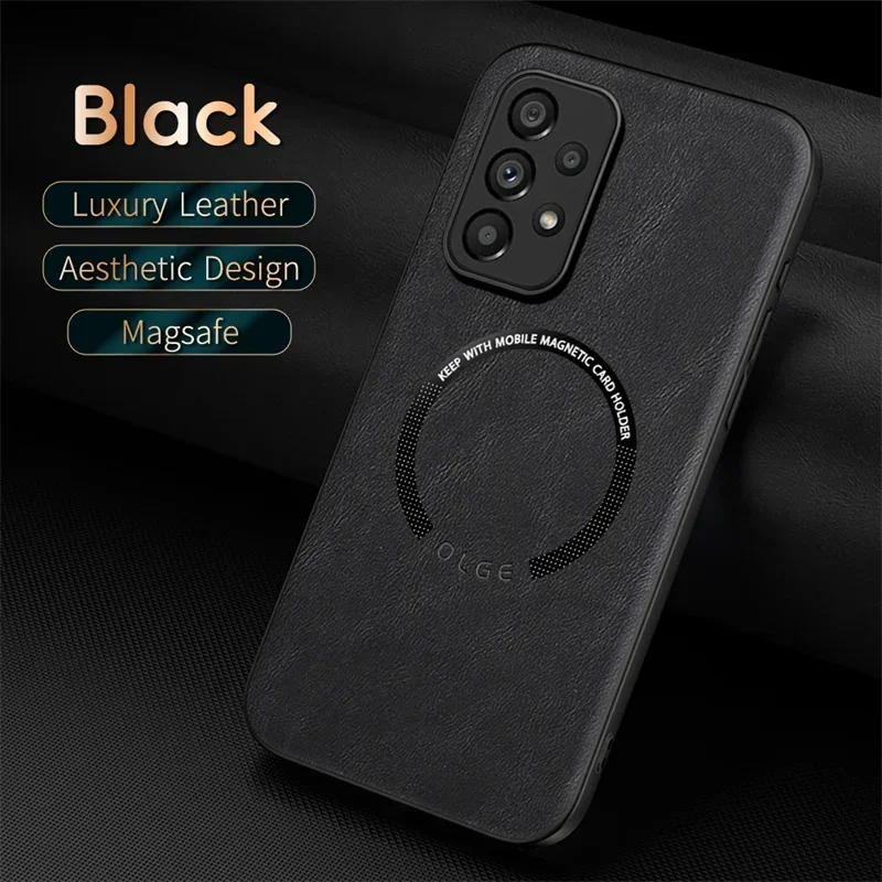 Leather Magnetic Case for Samsung Galaxy A05S A05 A55 A35 A25 A15 A54 A34 A24 A14 A53 A23 A13 A52 Magsafe Wireless Charge Cover