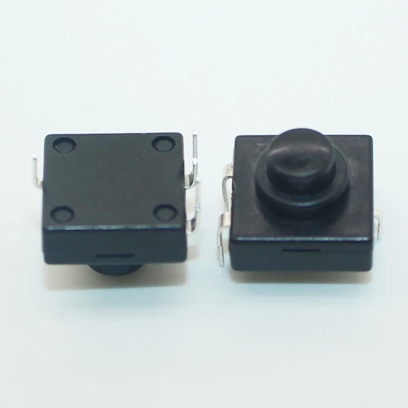【F】10Pcs 12x12MM Flashlight Button Switch 3 Legged Vertical Straight Insertion Two ON And One OFF Black Button Switch