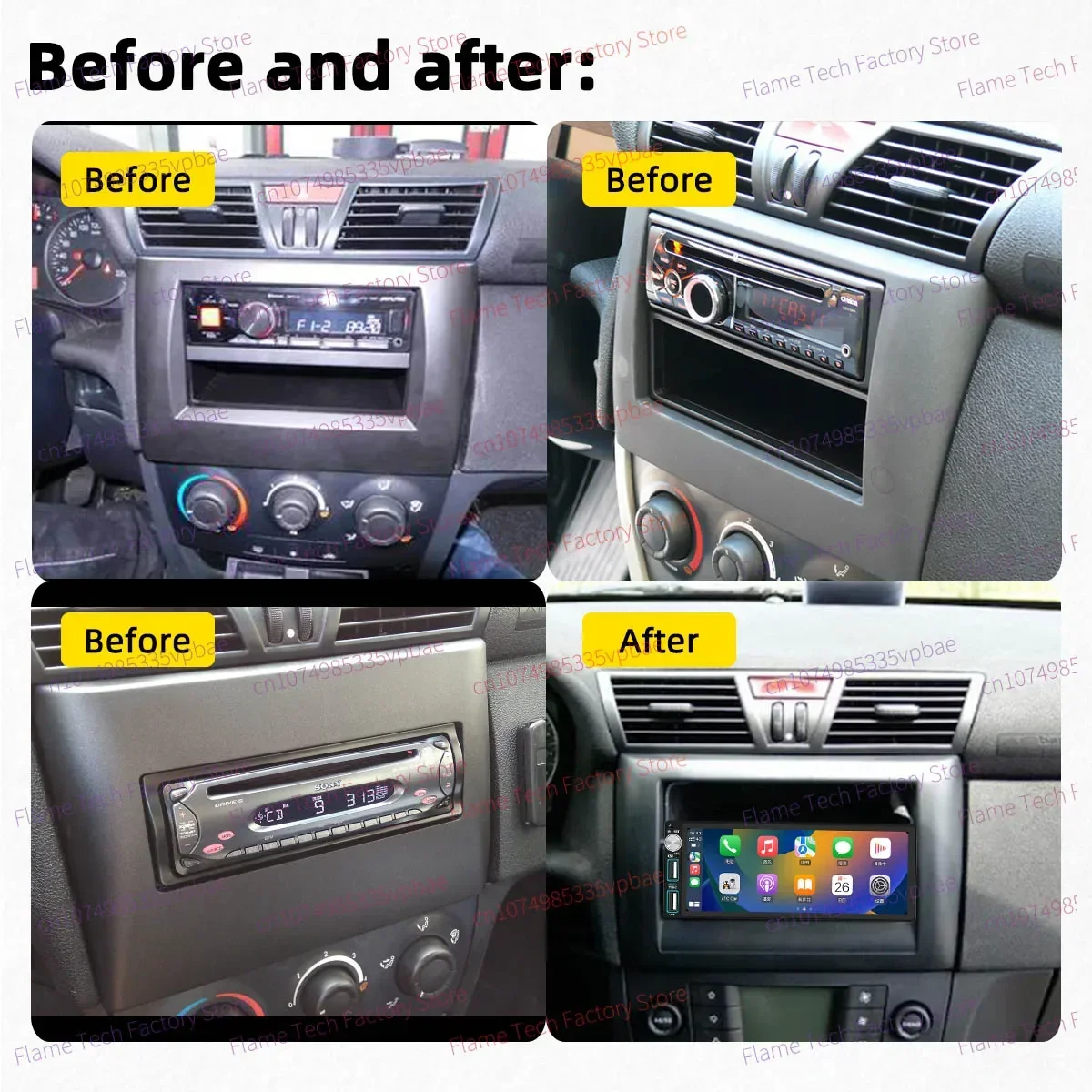 Wireless Carplay Autoradio 6.86 Inch 1 Din Radio Android Car Multimedia for Fiat Stilo 2001-2010 Stereo Head Unit GPS Navigation