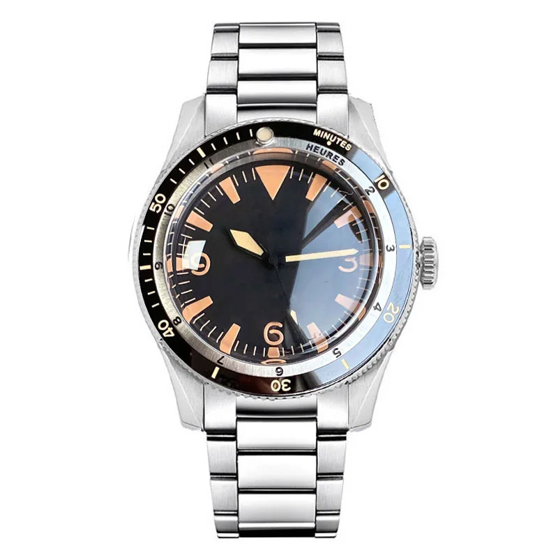 Tandorio Japan NH35A PT5000 Mechanical Mens Watch 20BAR Waterproof Sapphire Luminous Red Black Dial Stainless Steel Bracelet image 3