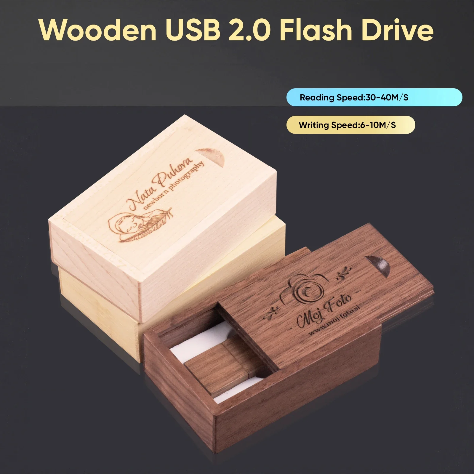 10pcs/Lot Free LOGO Wooden USB Flash Drive 2.0 Pendrive 4GB 16GB 32GB 64GB Pen drive 128GB Memory Stick PHOTOGRAPHY Gifts 128GB