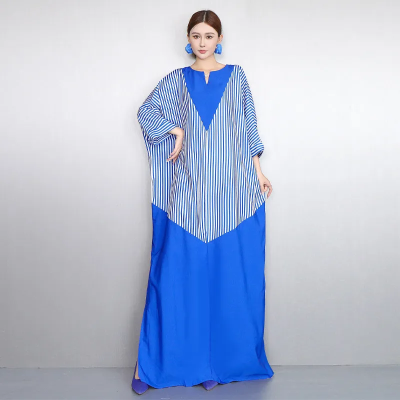 

Элегантное женское платье SuperAen с V-образным вырезом и геометрическим полосатым принтом, свободного кроя, с завышенной талией, длинное, А-силуэта, в стиле пуловер