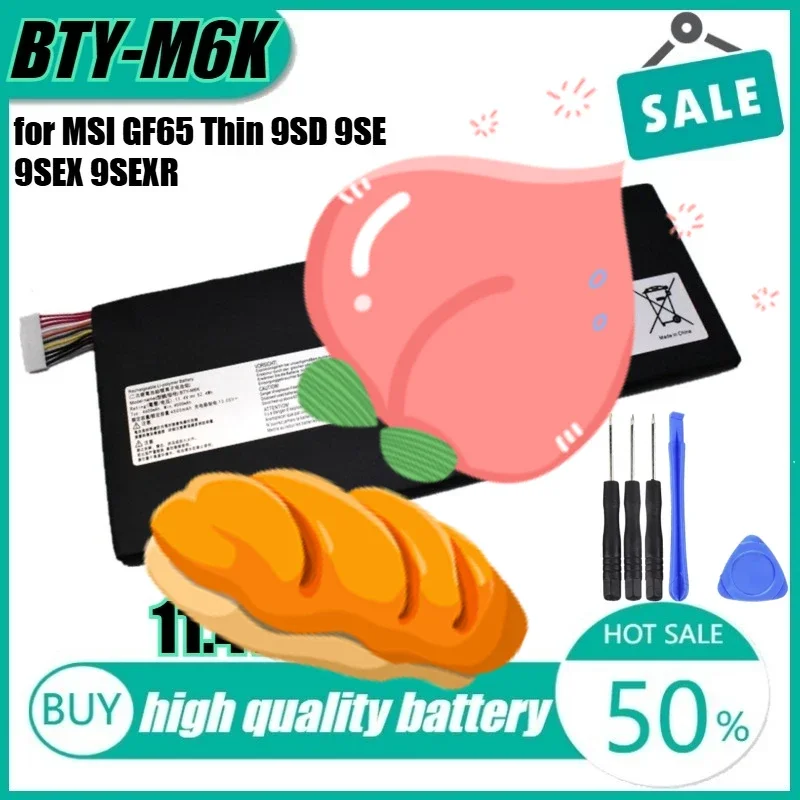 

11.4V 52.4Wh BTY-M6K Laptop Battery for MSI GF65 Thin 9SD 9SE 9SEX 9SEXR 10SE10SDR GS73VR