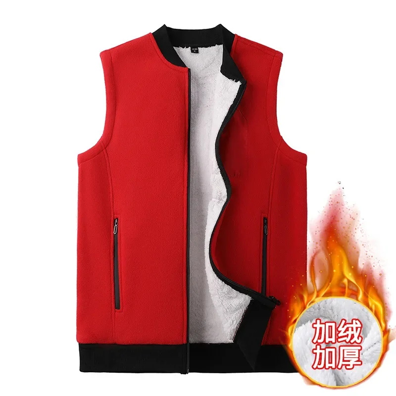 

2024 Men's Polar Fleece Waistcoat Autumn and Winter Fleece-Lined Outdoor Sports Baseball Collar Vest