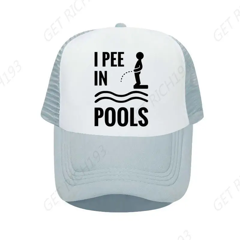 

I Pee In Pools Funny Printing Baseball Caps Dare Gag Joke Gift For Men Women Vintage Retro Style Letters Trucker Caps Hats