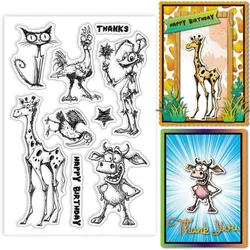 Mutated Animals Clear Stamps Cat Giraffe Cow Chicken Bird Rabbit Silicone Clear Stamp Seals Funny Animals Transparent Stamps