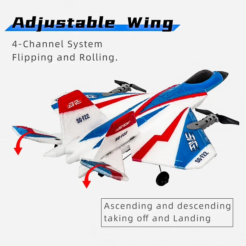 SG-F22 4K RC Airplane 3D Stunt Plane Model 2.4G Remote Control Fighter Glider Electric Rc Aircraft Toys For Children Adults