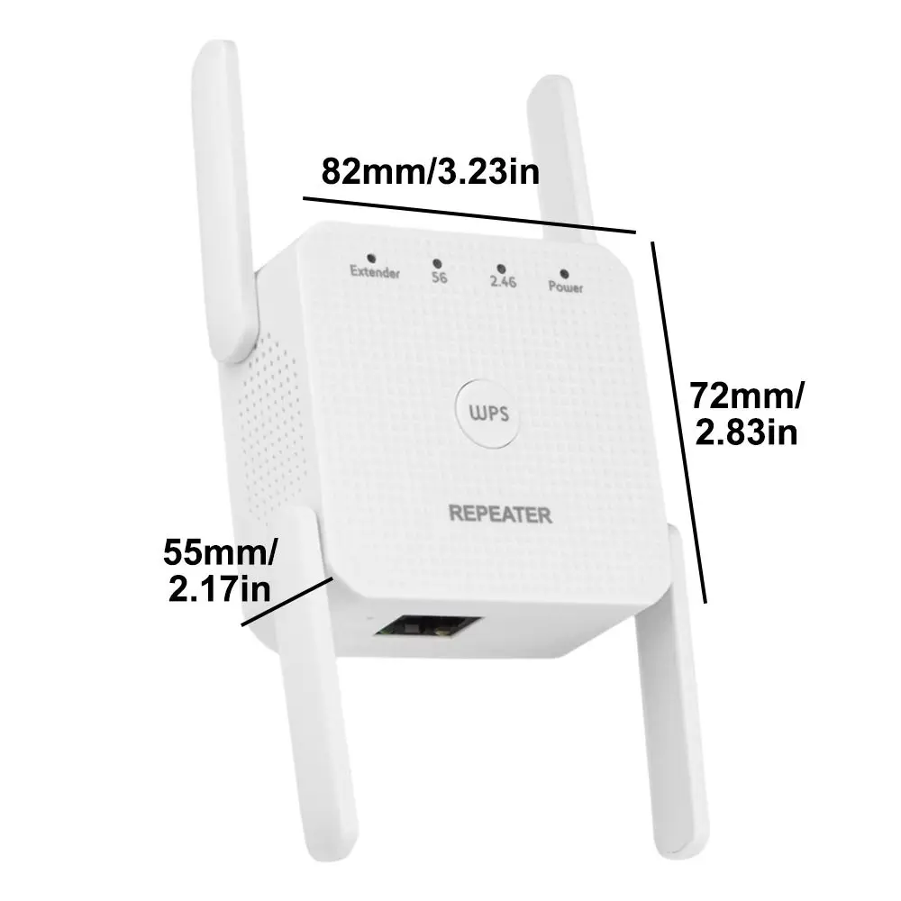 2.4GHz/5GHz WiFi 신호 확장기 1200Mbps 듀얼 밴드 WiFi 리피터 최대 200미터 확장 강력한 신호 신호 부스터