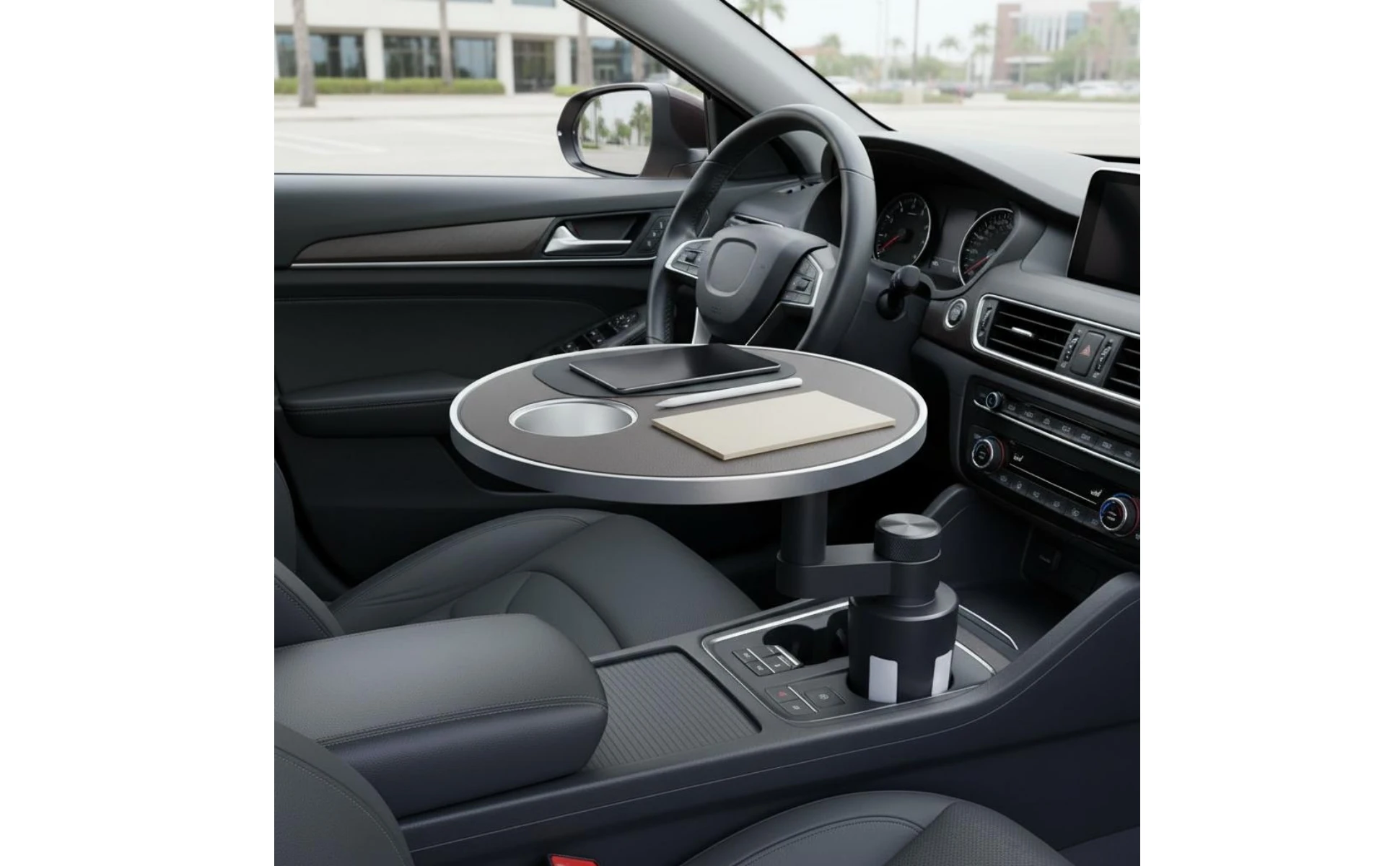 Front Seat Table 360-Degree Rotation Car Dining Tray Rotating Car Tray Multi-Functional Stable Support for Drivers, Road Journey