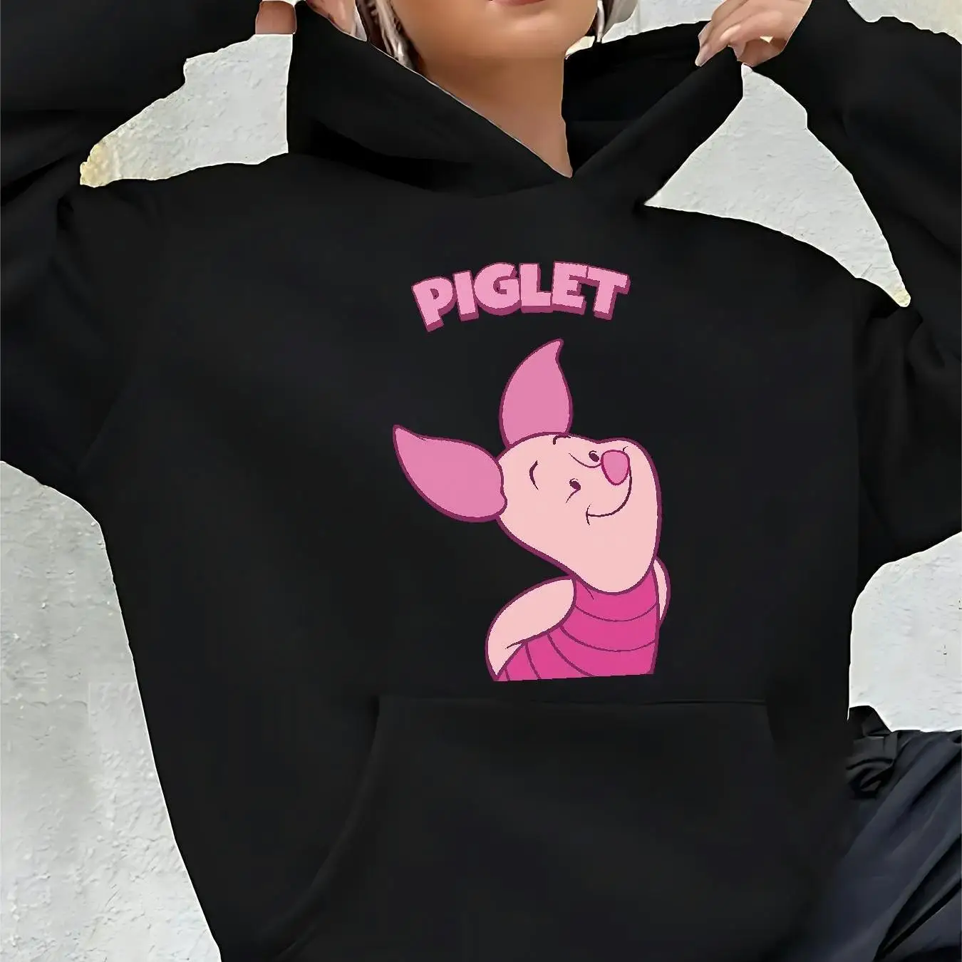 Sudaderas con capucha Disney Piglet para mujer, ropa de calle de gran tamaño a la moda, sudaderas con capucha Unisex, sudaderas de lana informales y versátiles para otoño e invierno