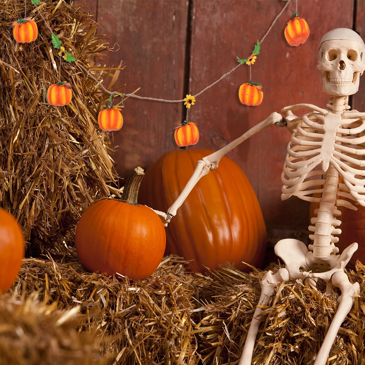 

1 Set Halloween String Decorative Simulation Pumpkin Creative Pumpkin Light Bright Color Material Long Service Time