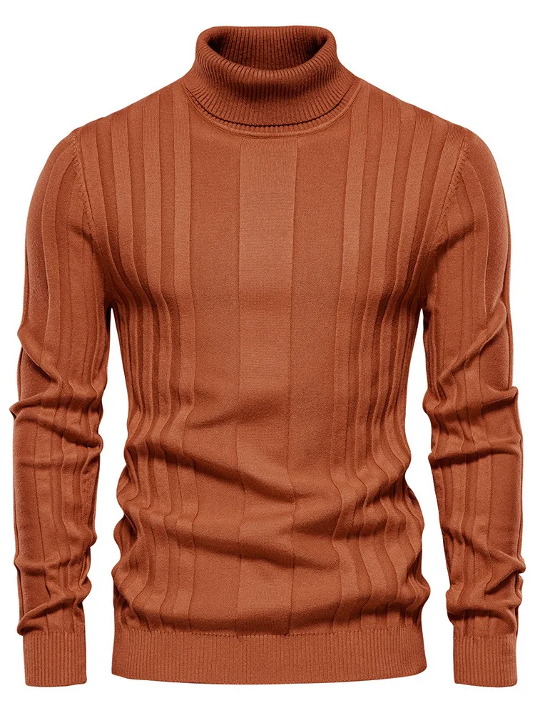 

Мужской вязаный свитер с высоким воротником, повседневный теплый базовый слой, однотонный, оверсайз, хлопчатобумажная ткань, длинный свеч, новинка осени