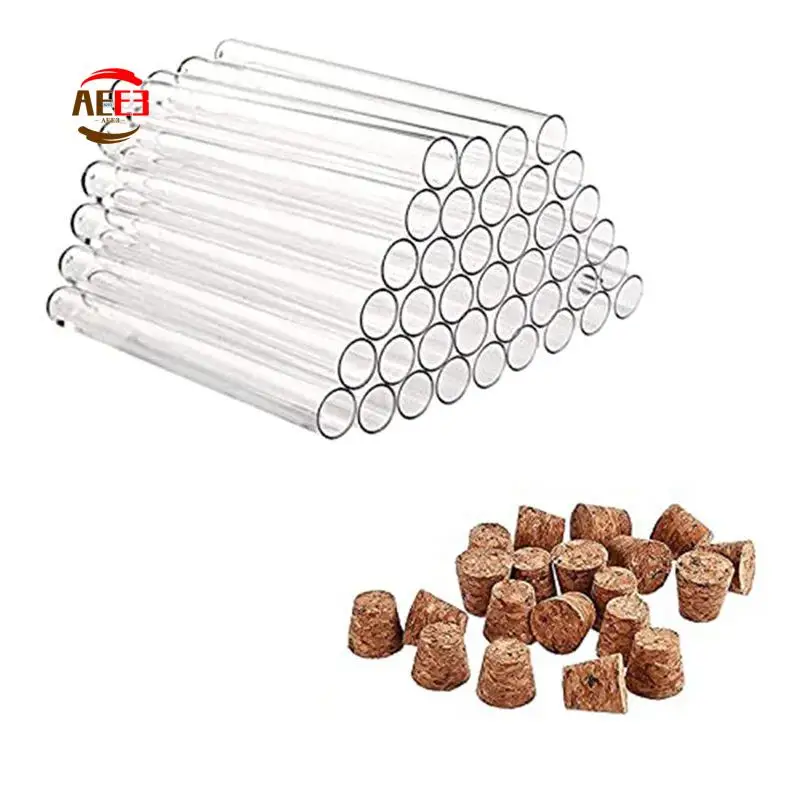

AEE3-Pack Of 40 Plastic Test Tubes With Corks For DIY Craft Candy Liquids Spices Flowers 150X16mm
