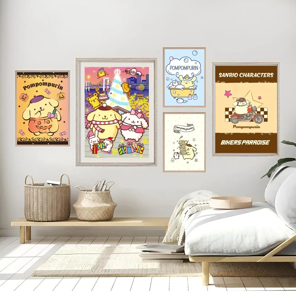 Cartoon Kawaii P-Pompompurins Cute Poster Wall Sticker Decor Living Room Bedroom Study Entrance Mural Art Home Hanging Painting