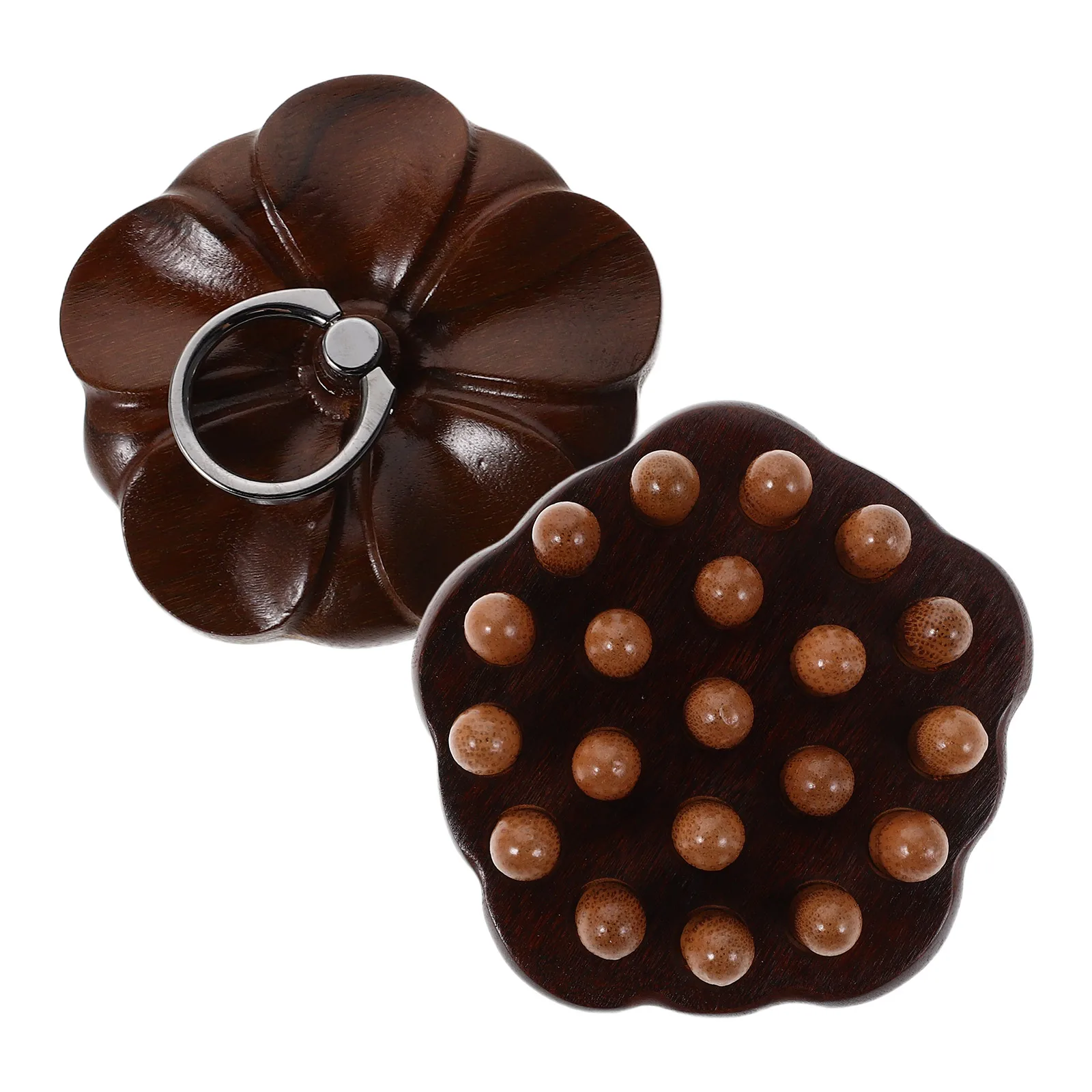 

2Pcs Wood Scalp Massager Sandalwood Massage Comb Finger Ring Manual Scalp Scrubber Round Tooth Comb Head Massage Tool Portable